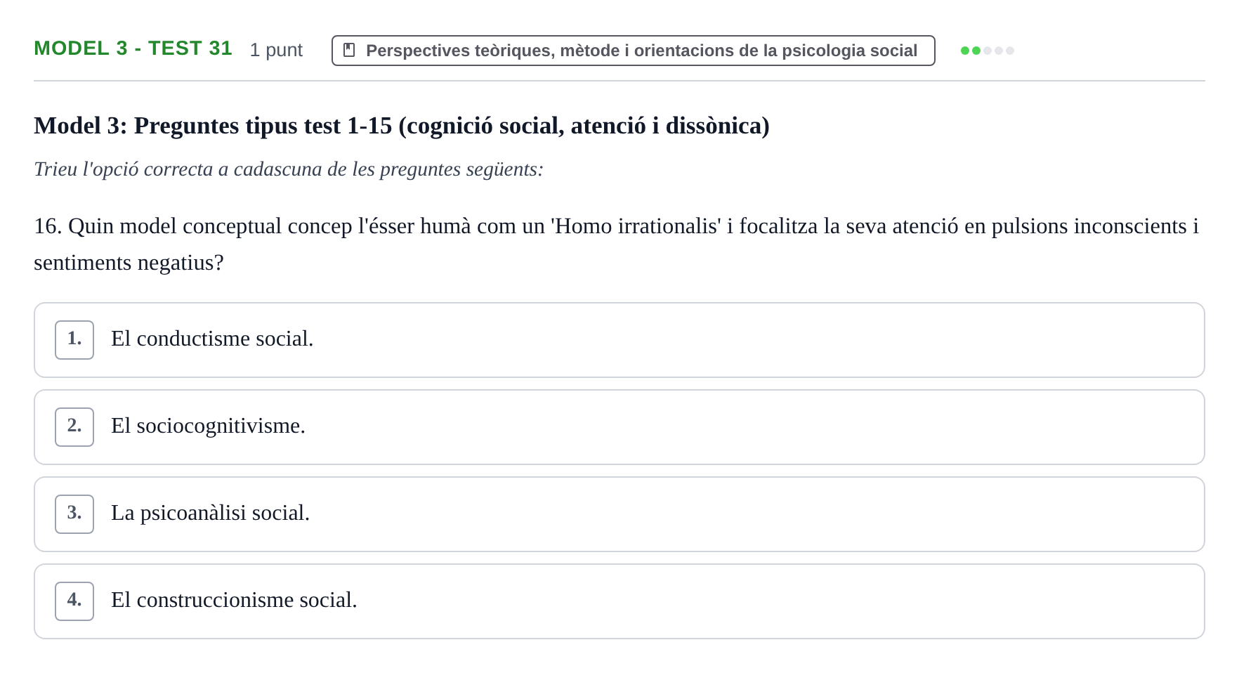 Enunciado: Ejercicio Model 3 - Test 31 · Psicología Social UB Exemples