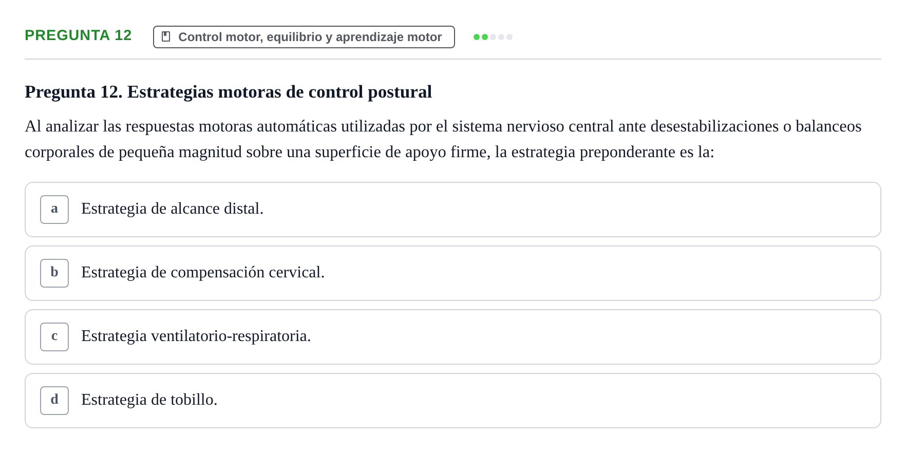 Enunciado: Pregunta 12