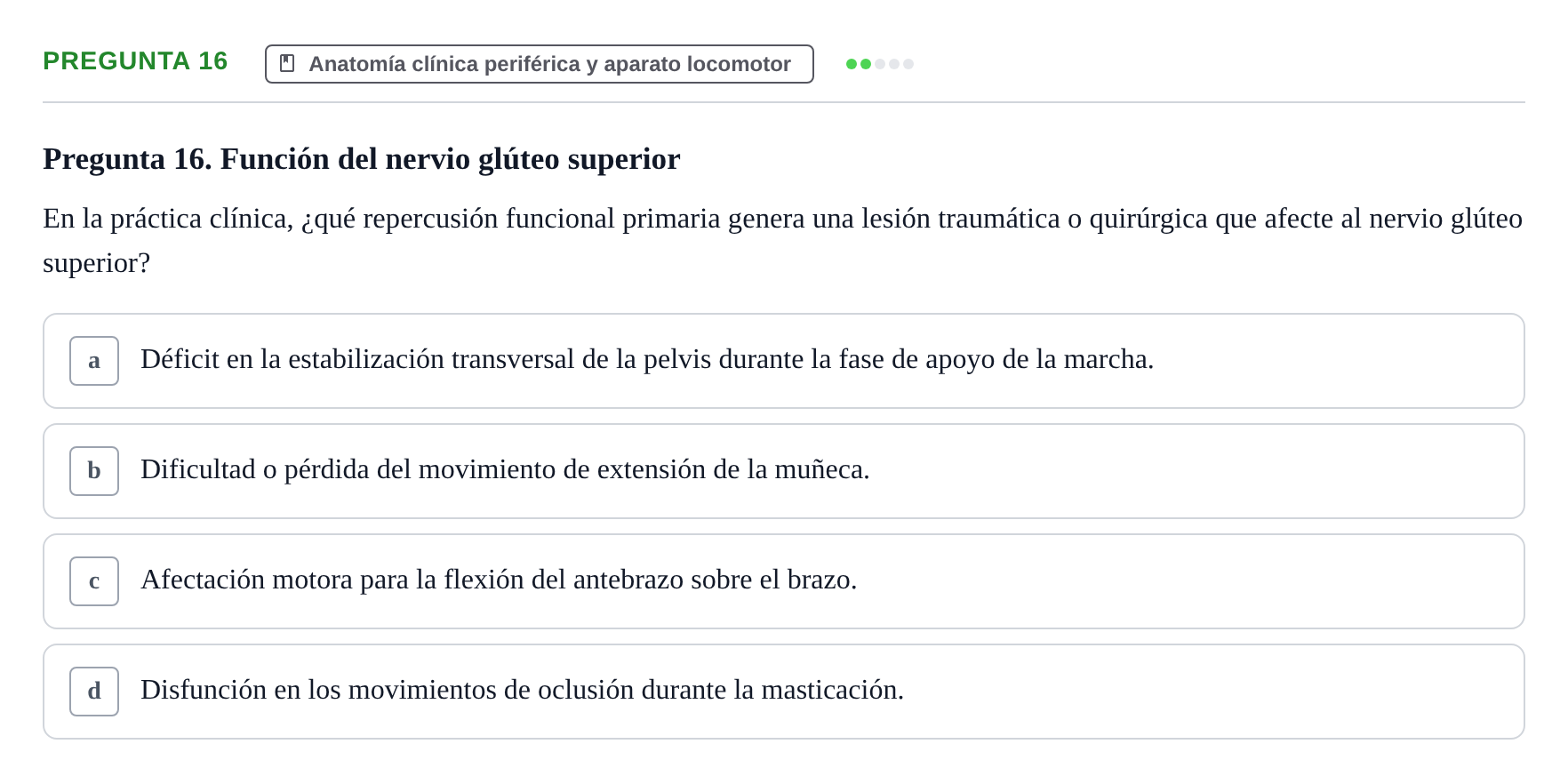 Enunciado: Pregunta 16