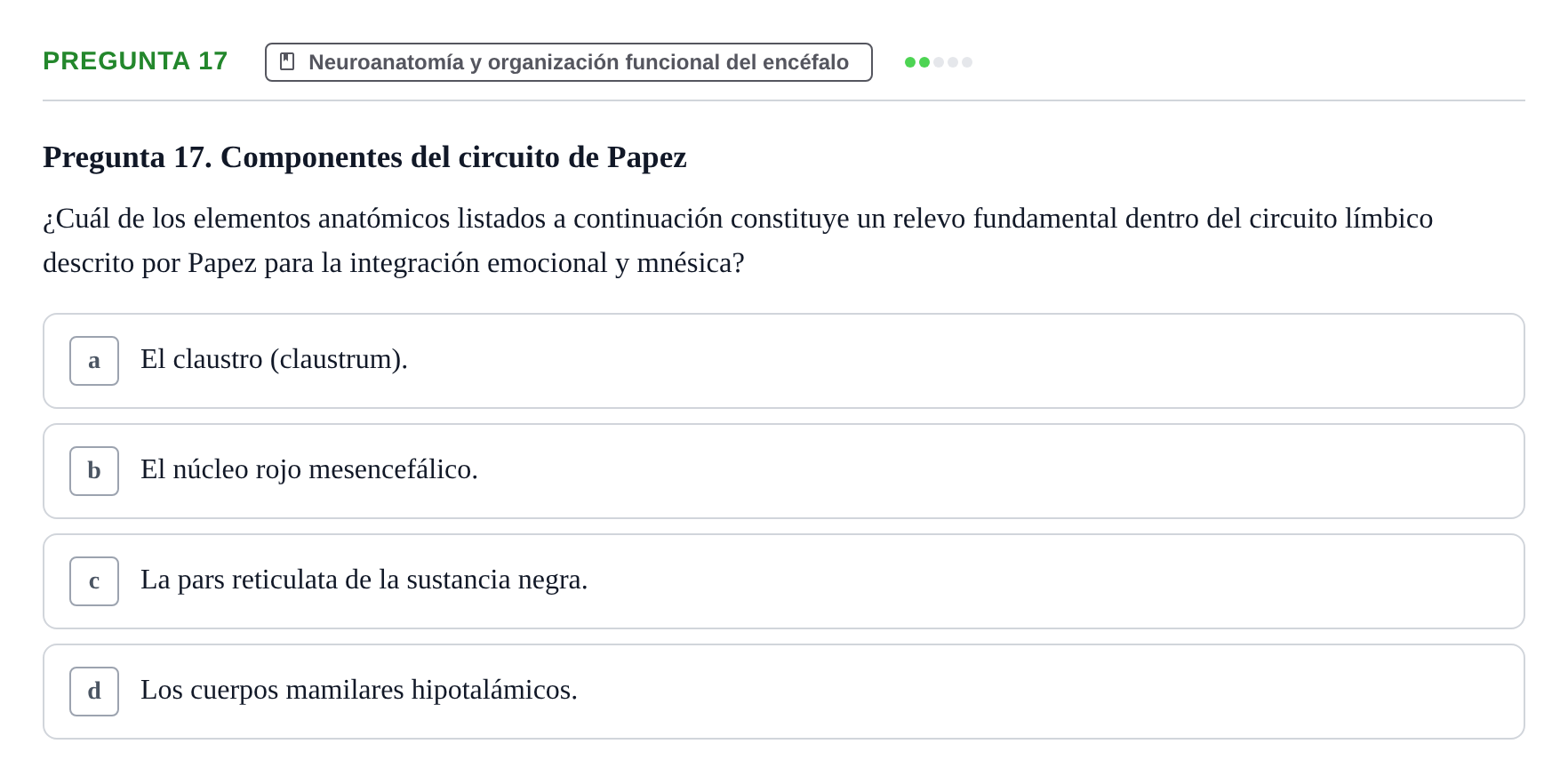Enunciado: Pregunta 17