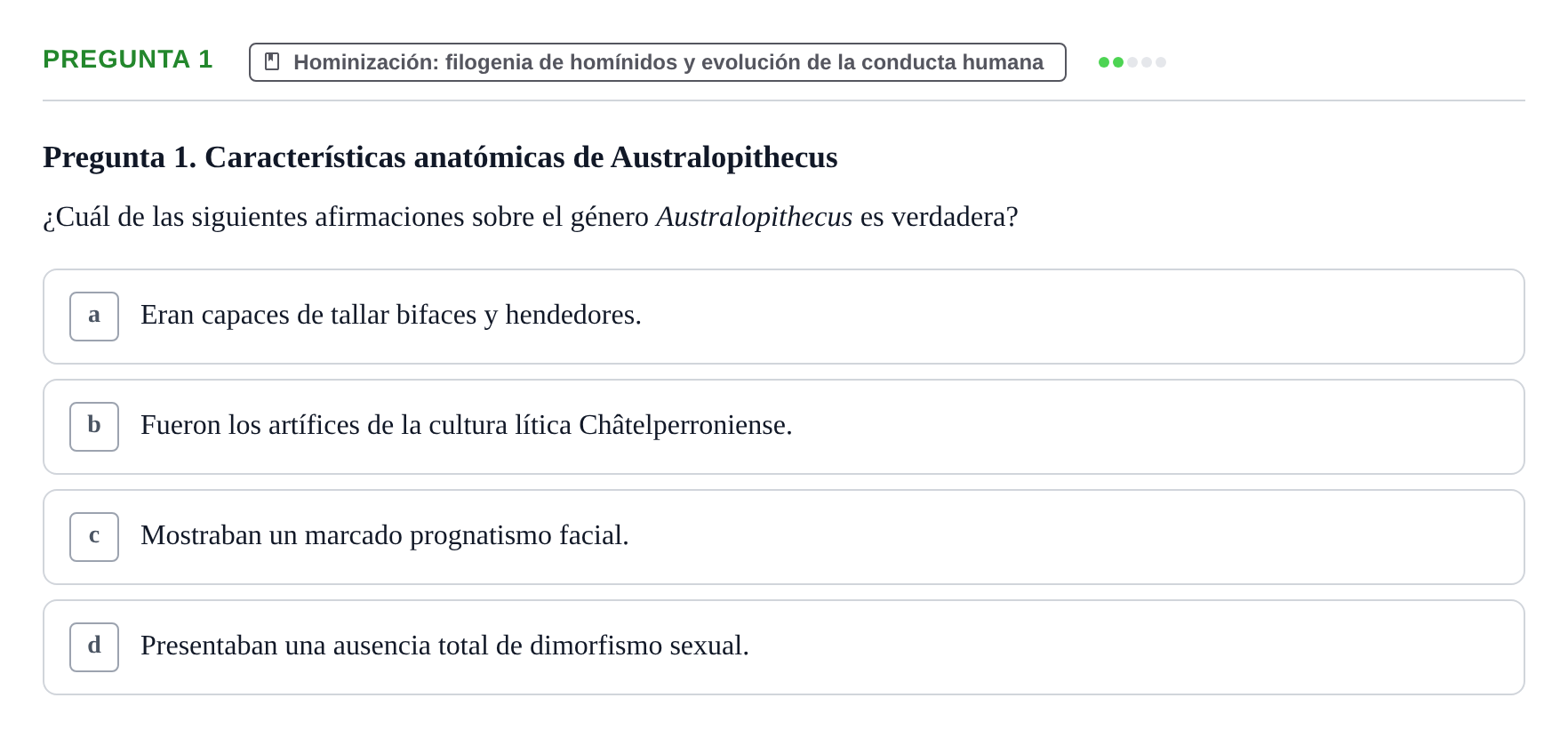 Enunciado: Pregunta 1 · Etologia i Evolucio de la Conducta UB Examen de Etología y Evolución de la Conducta: Primer Parcial