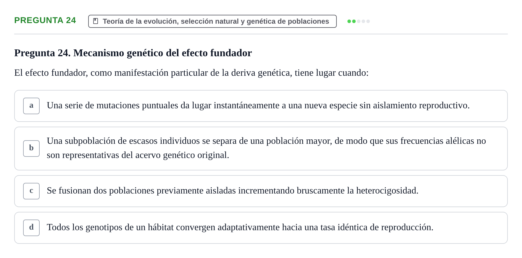 Enunciado: Pregunta 24 · Etologia i Evolucio de la Conducta UB Examen de Etología y Evolución de la Conducta: Primer Parcial