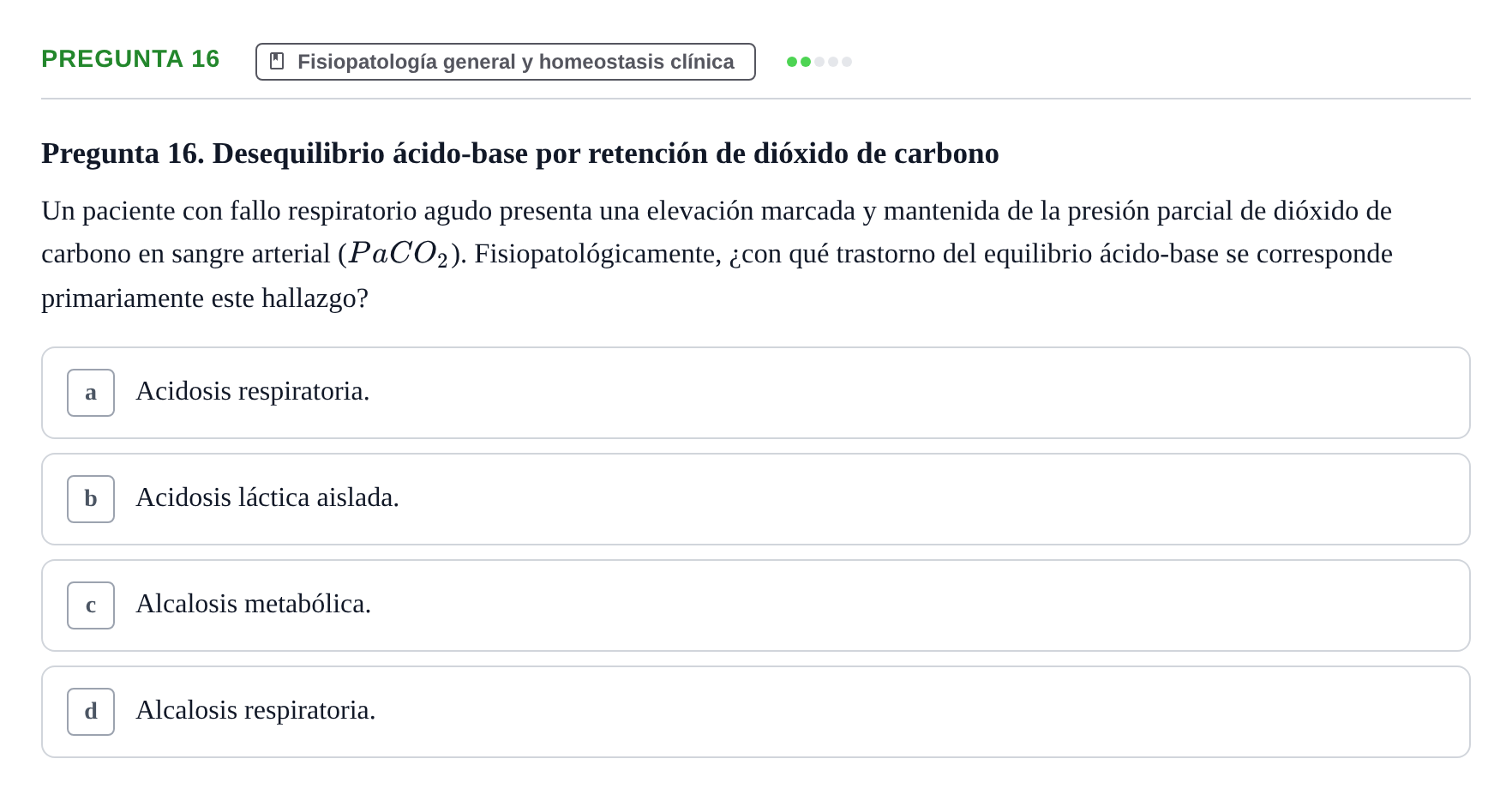 Enunciado: Pregunta 16