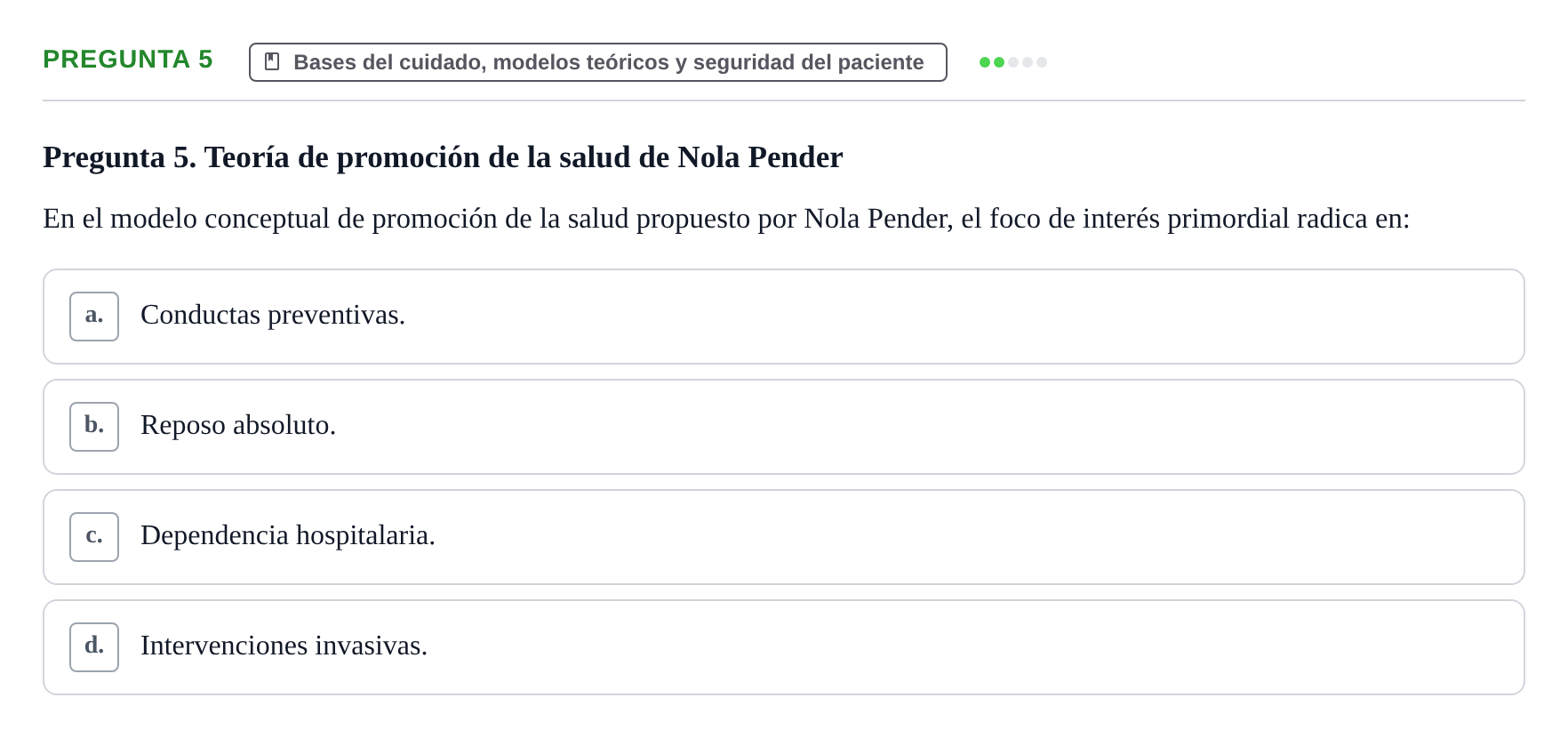 Enunciado: Pregunta 5