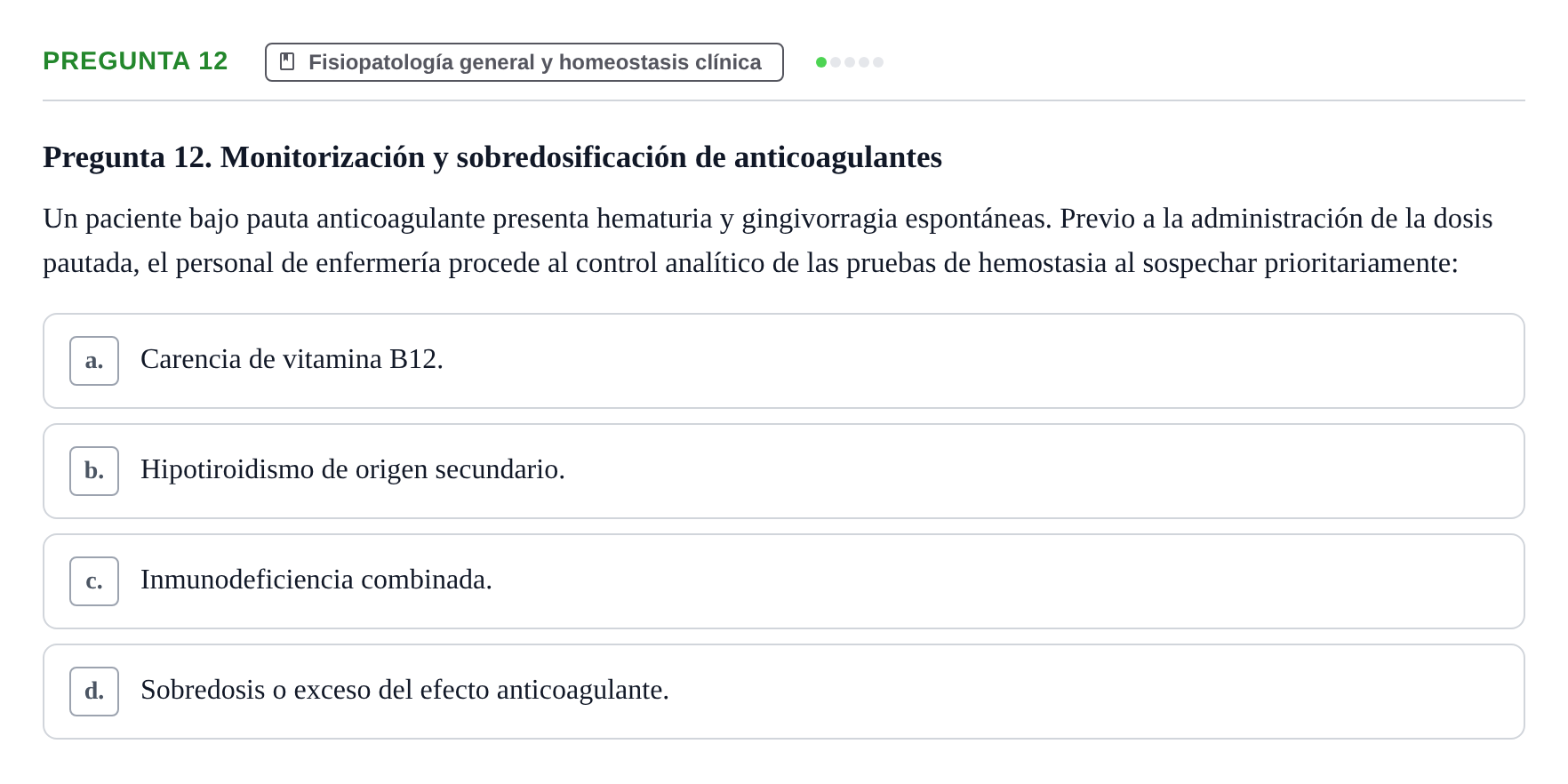 Enunciado: Pregunta 12