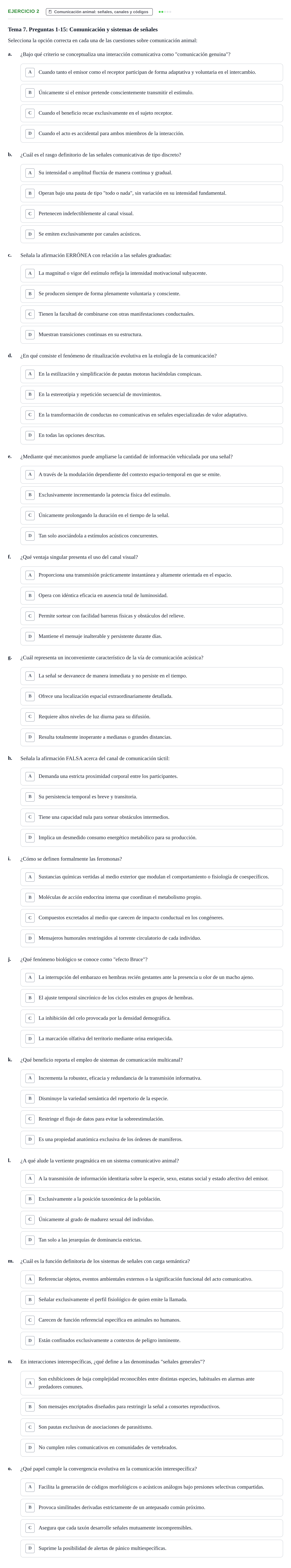 Enunciado: Problema 2 · Etologia i Evolucio de la Conducta UB Cuestionario de autoevaluación: Etología y evolución de la conducta (Temas 6 al 10)