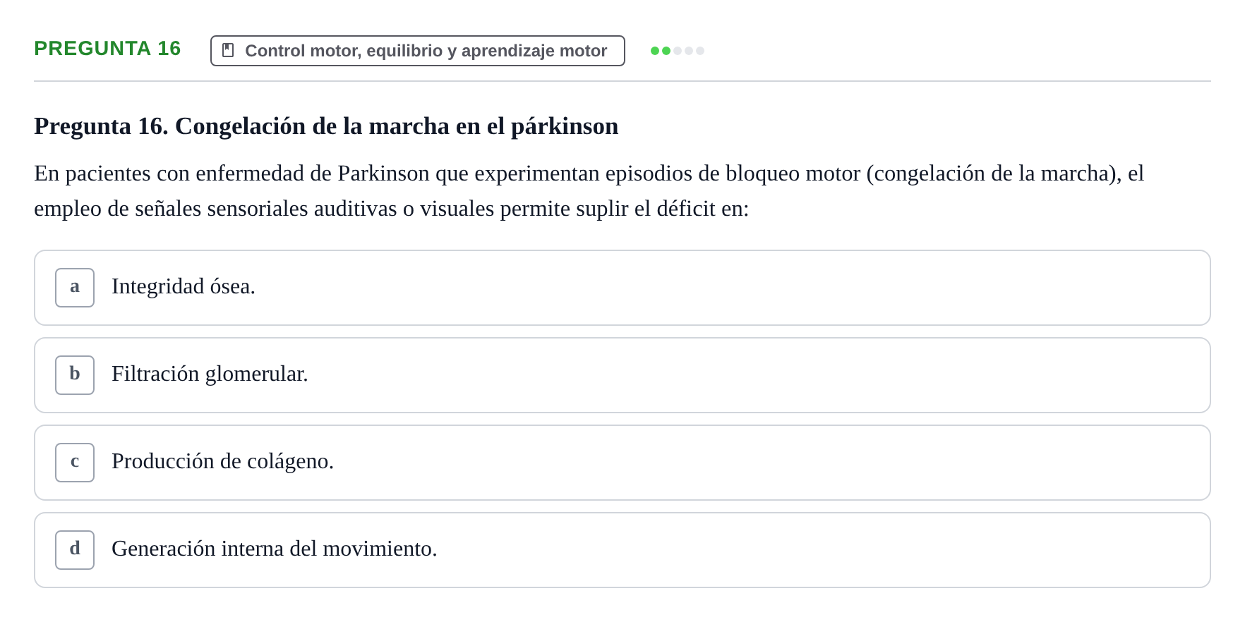 Enunciado: Pregunta 16
