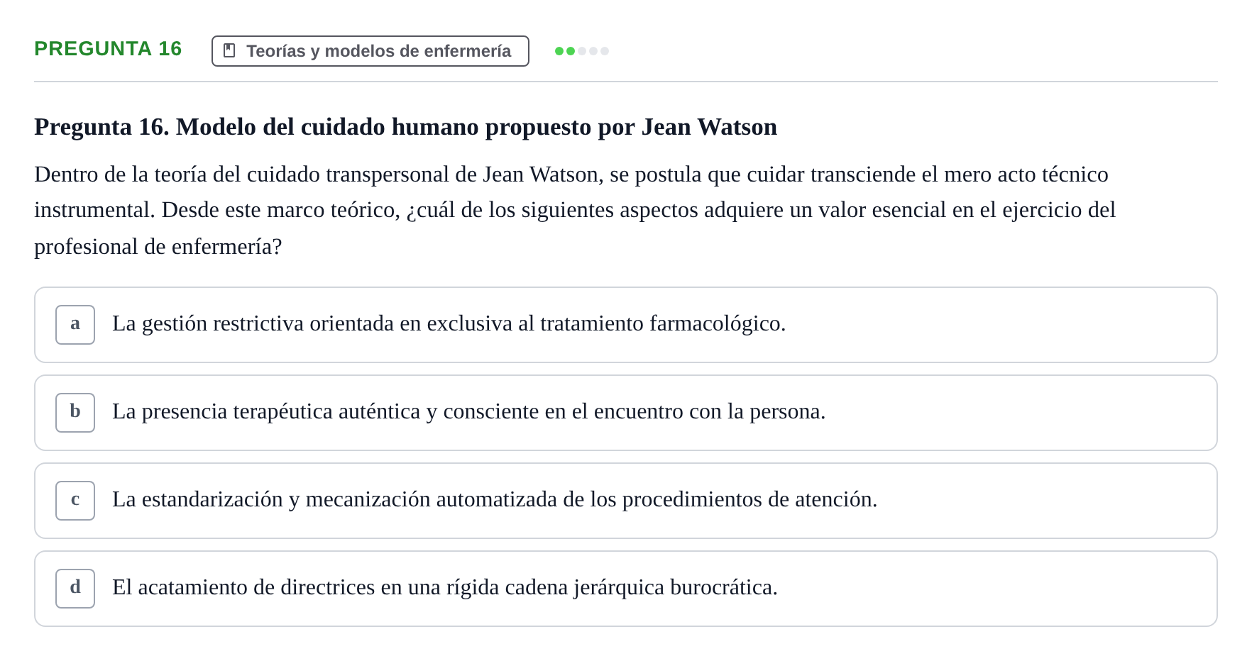 Enunciado: Pregunta 16