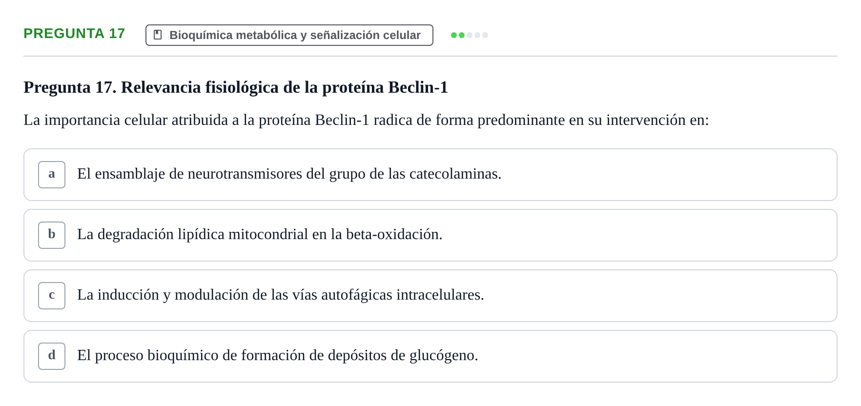Enunciado: Pregunta 17