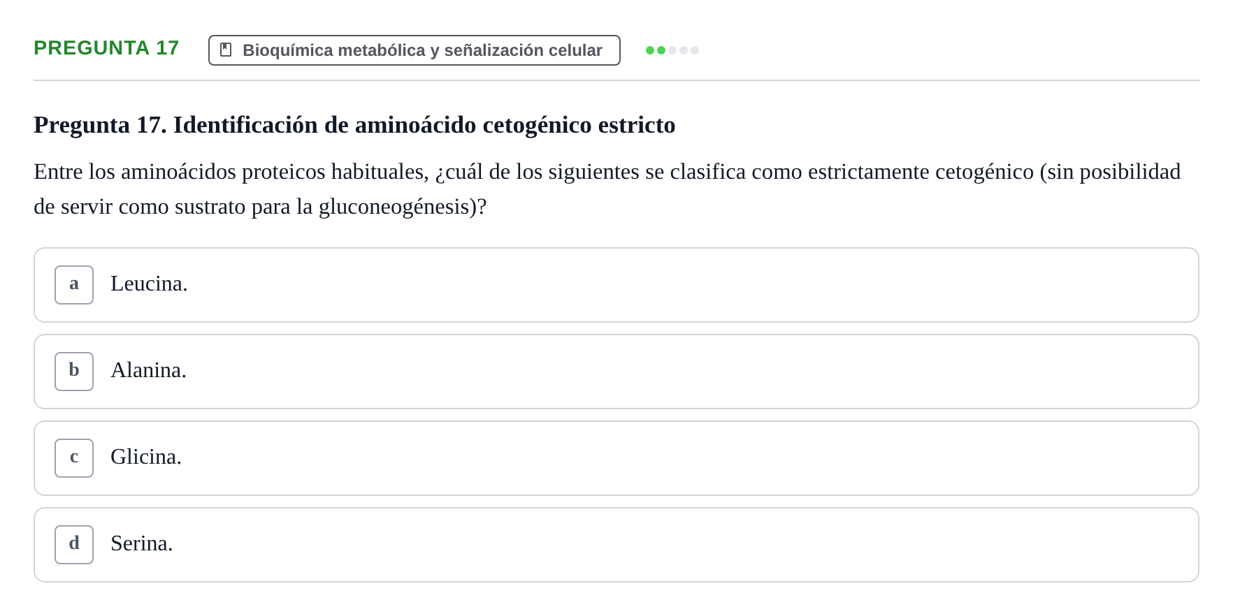 Enunciado: Pregunta 17