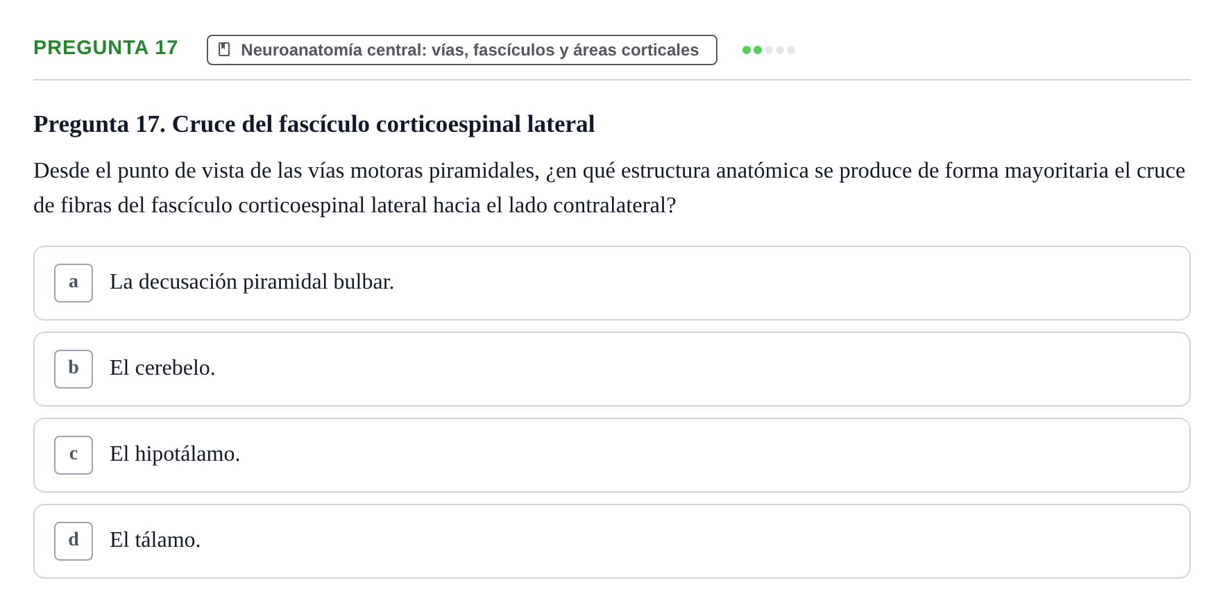 Enunciado: Pregunta 17