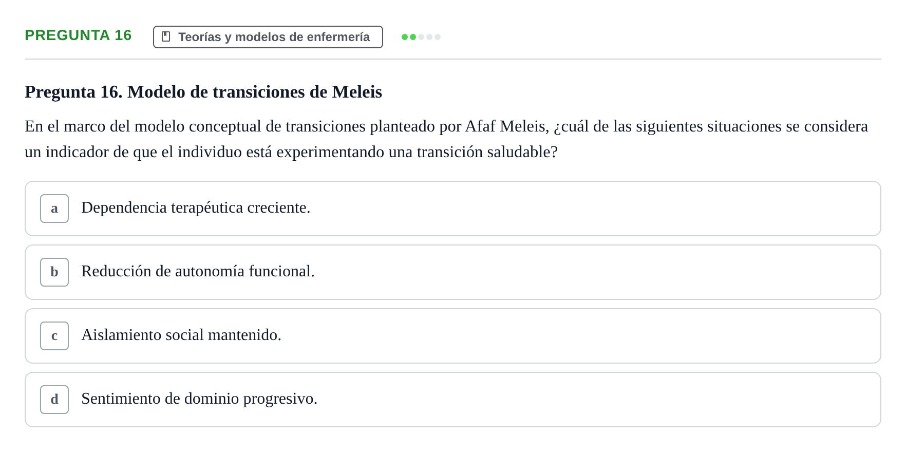 Enunciado: Pregunta 16