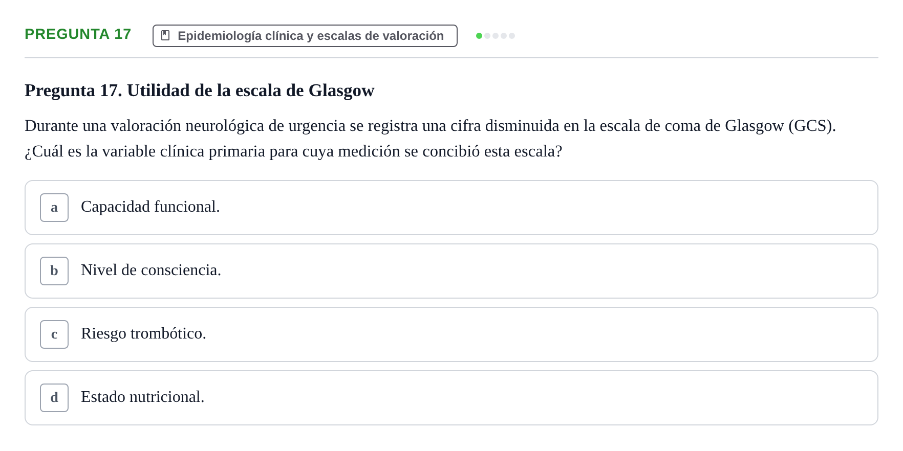 Enunciado: Pregunta 17