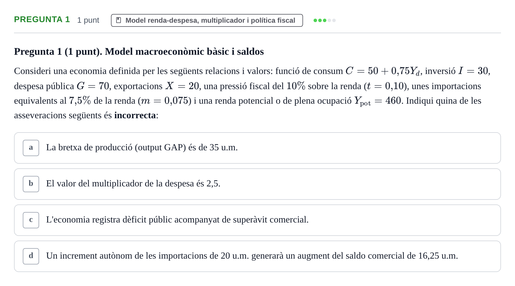 Enunciado: Pregunta 1 · Introducció a l’Economia UDG 2019