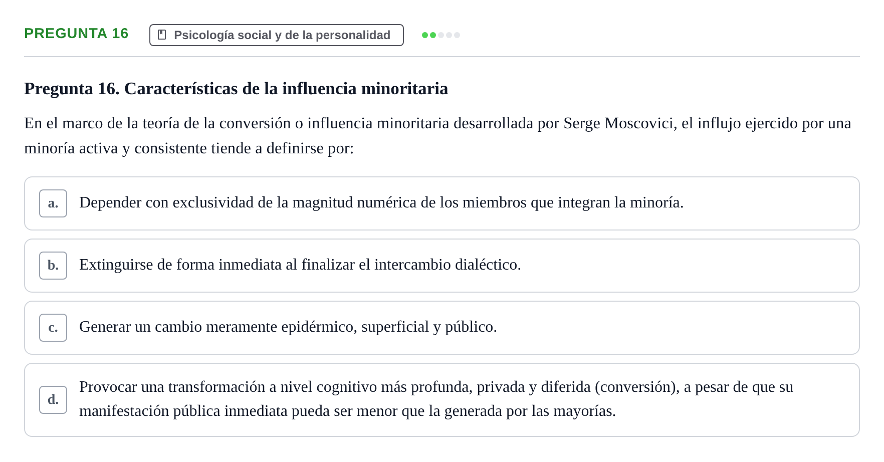 Enunciado: Pregunta 16