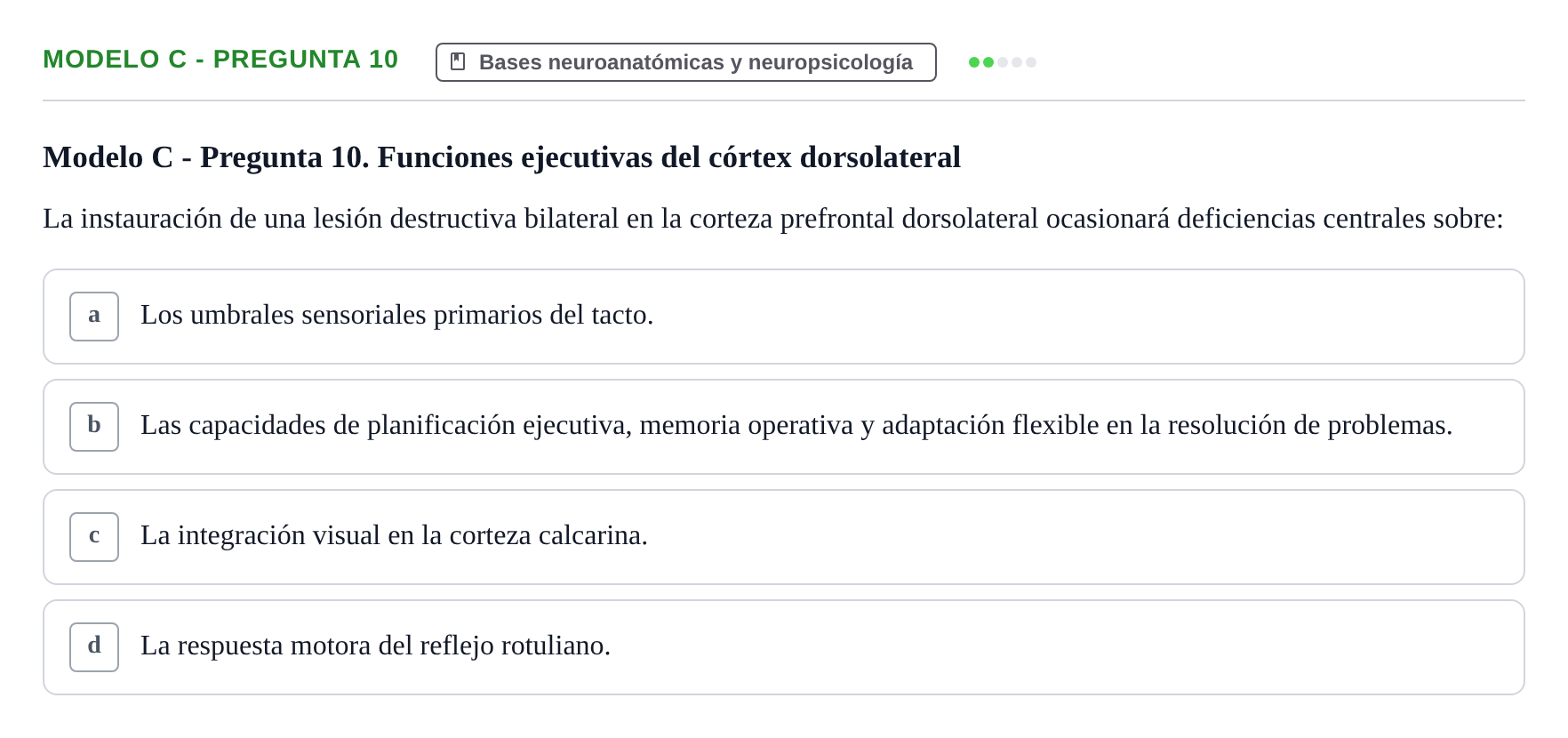 Enunciado: Modelo C - Pregunta 10