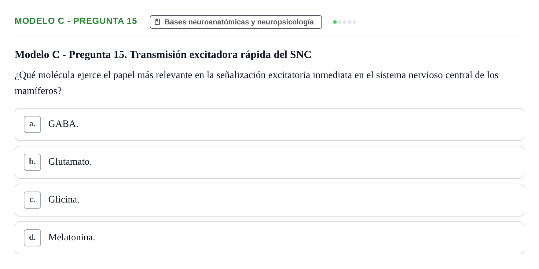 Enunciado: Modelo C - Pregunta 15