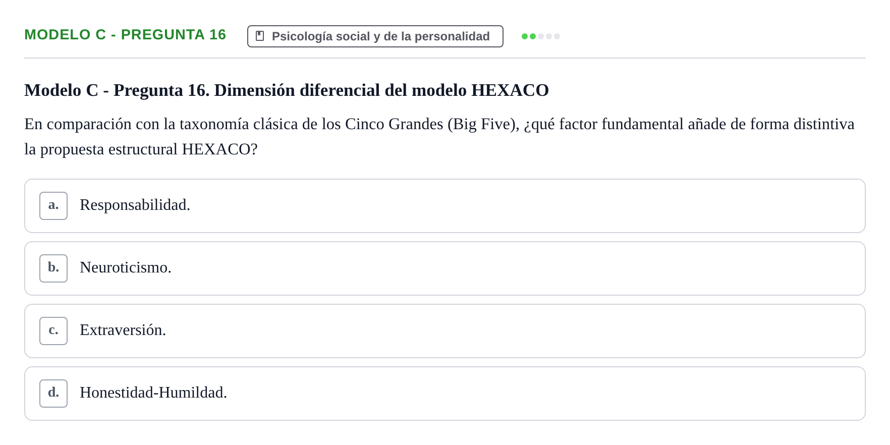 Enunciado: Modelo C - Pregunta 16