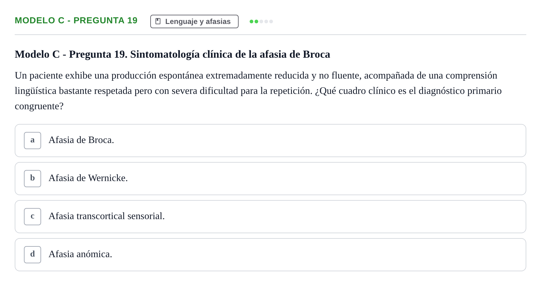 Enunciado: Modelo C - Pregunta 19