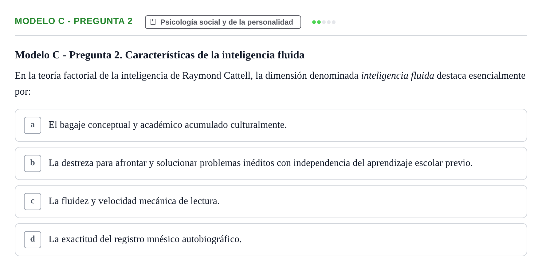 Enunciado: Modelo C - Pregunta 2
