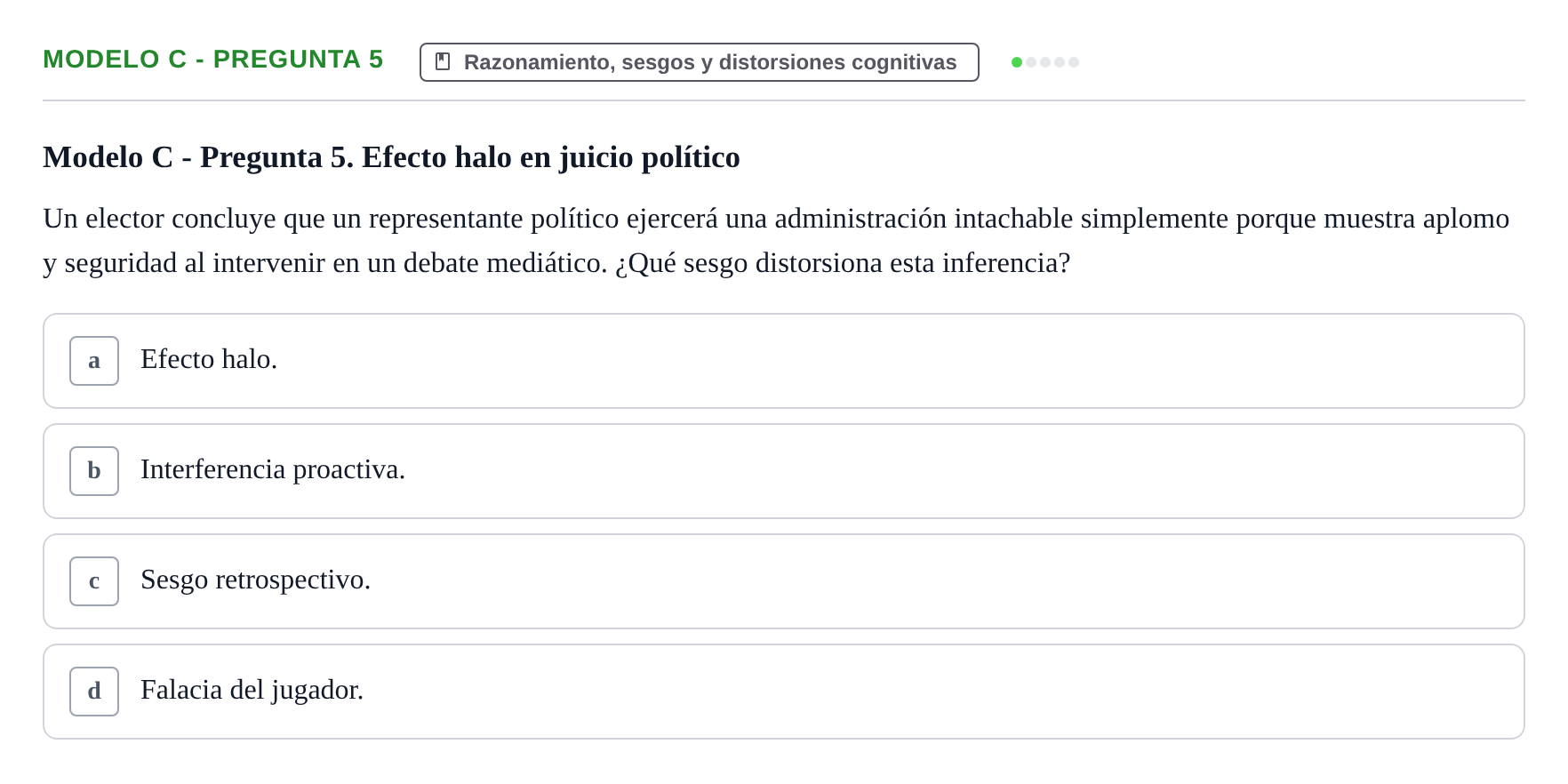 Enunciado: Modelo C - Pregunta 5