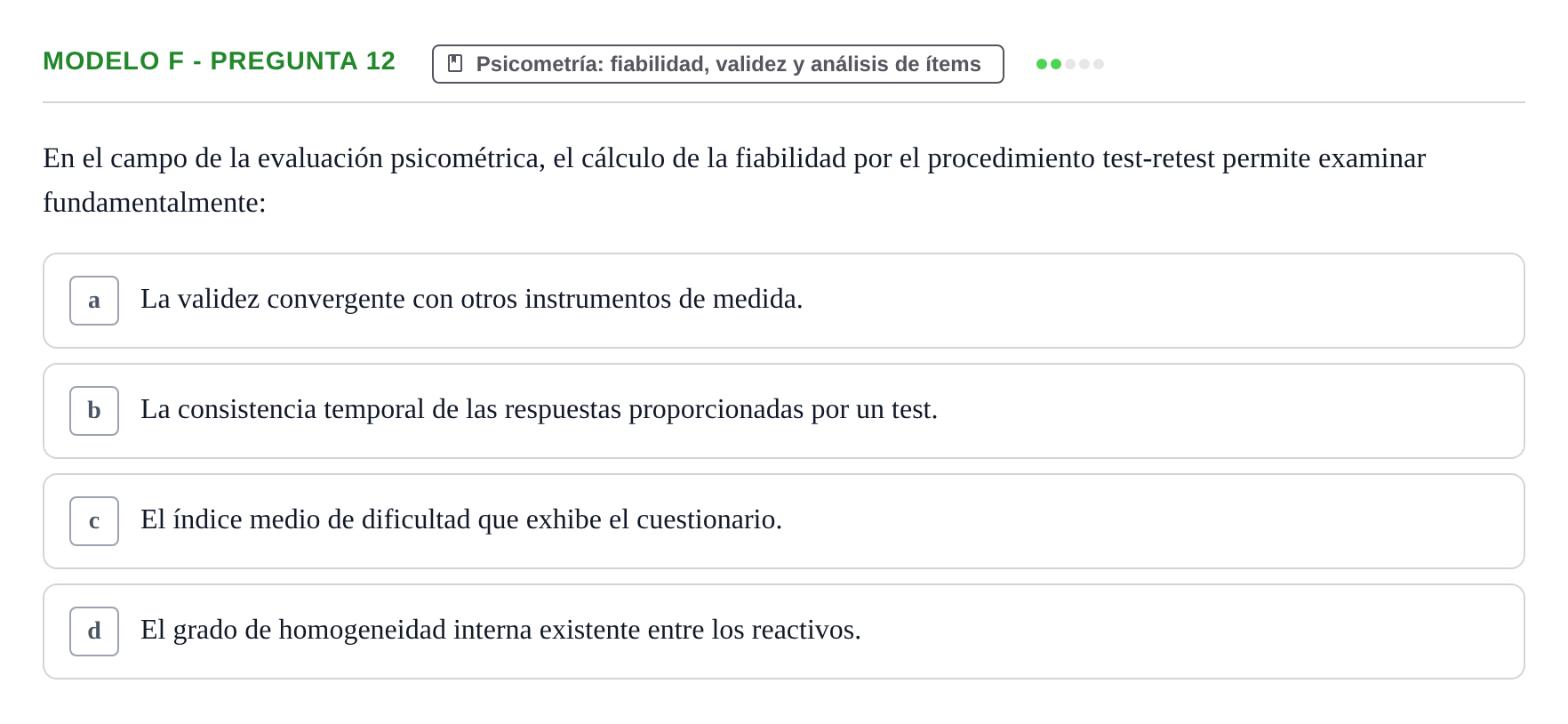 Enunciado: Modelo F - Pregunta 12