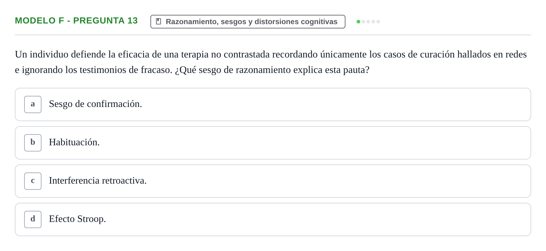 Enunciado: Modelo F - Pregunta 13