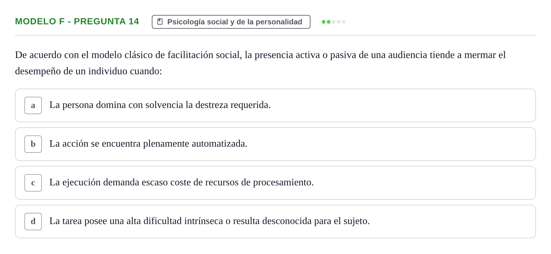 Enunciado: Modelo F - Pregunta 14