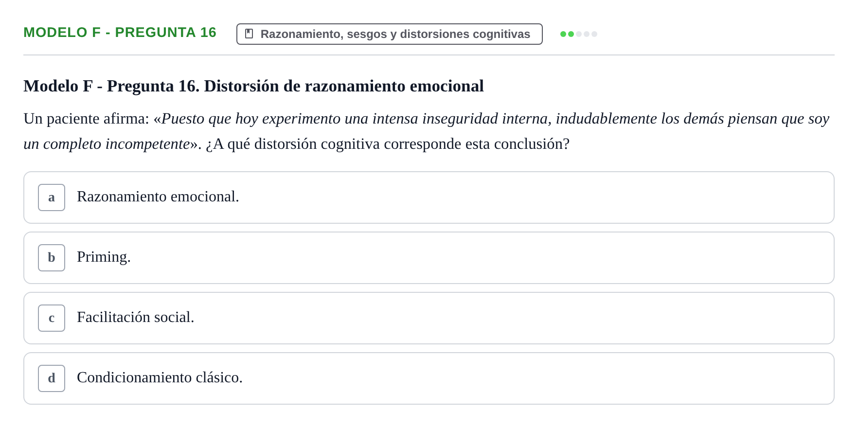 Enunciado: Modelo F - Pregunta 16