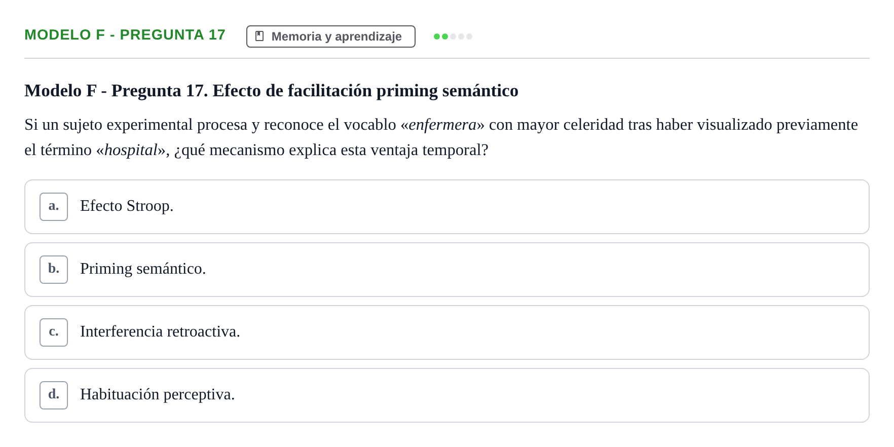 Enunciado: Modelo F - Pregunta 17