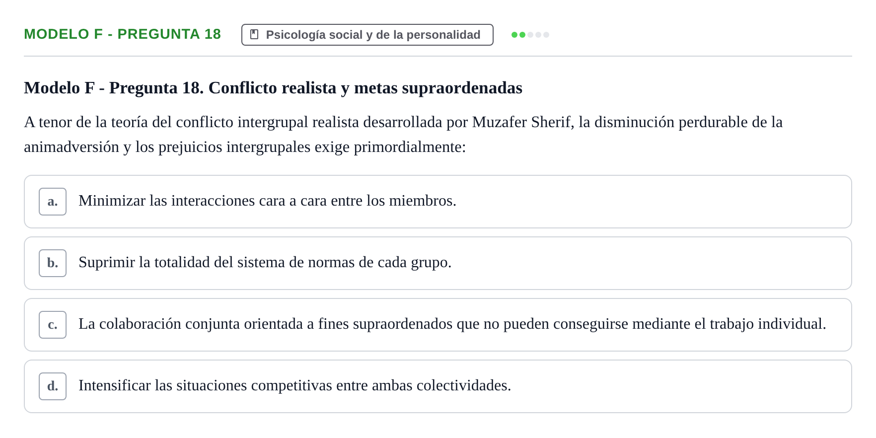 Enunciado: Modelo F - Pregunta 18