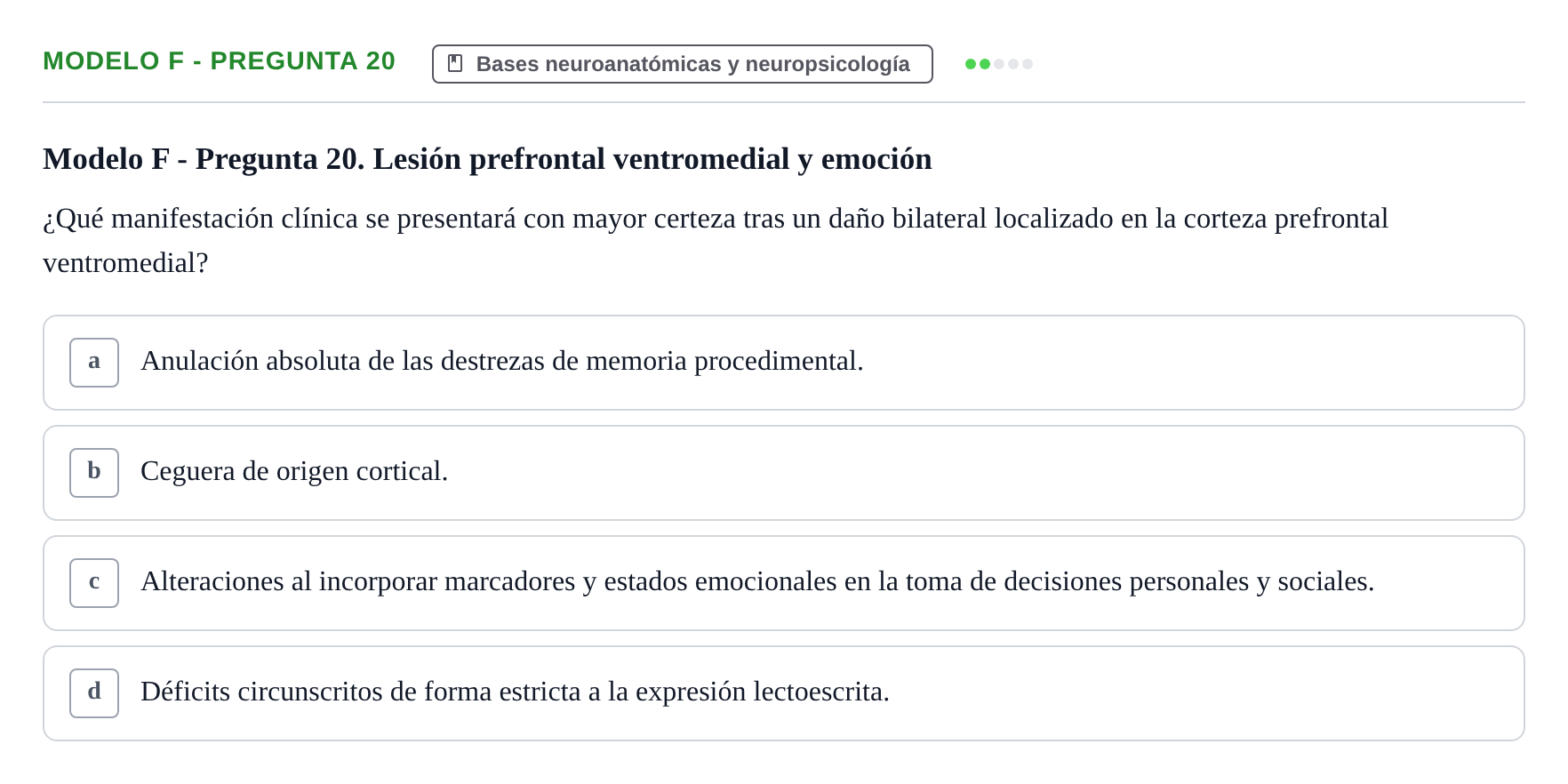 Enunciado: Modelo F - Pregunta 20