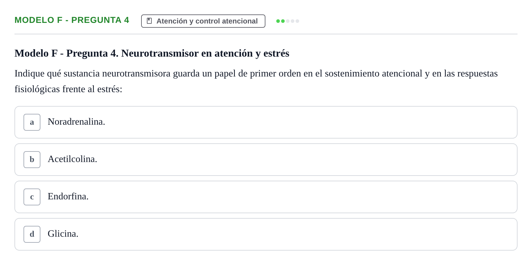 Enunciado: Modelo F - Pregunta 4