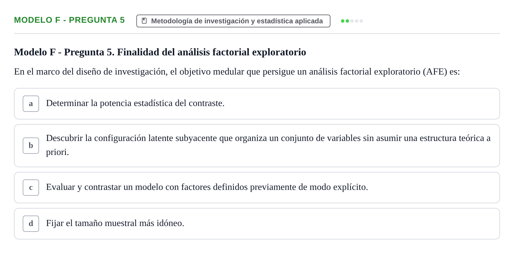 Enunciado: Modelo F - Pregunta 5