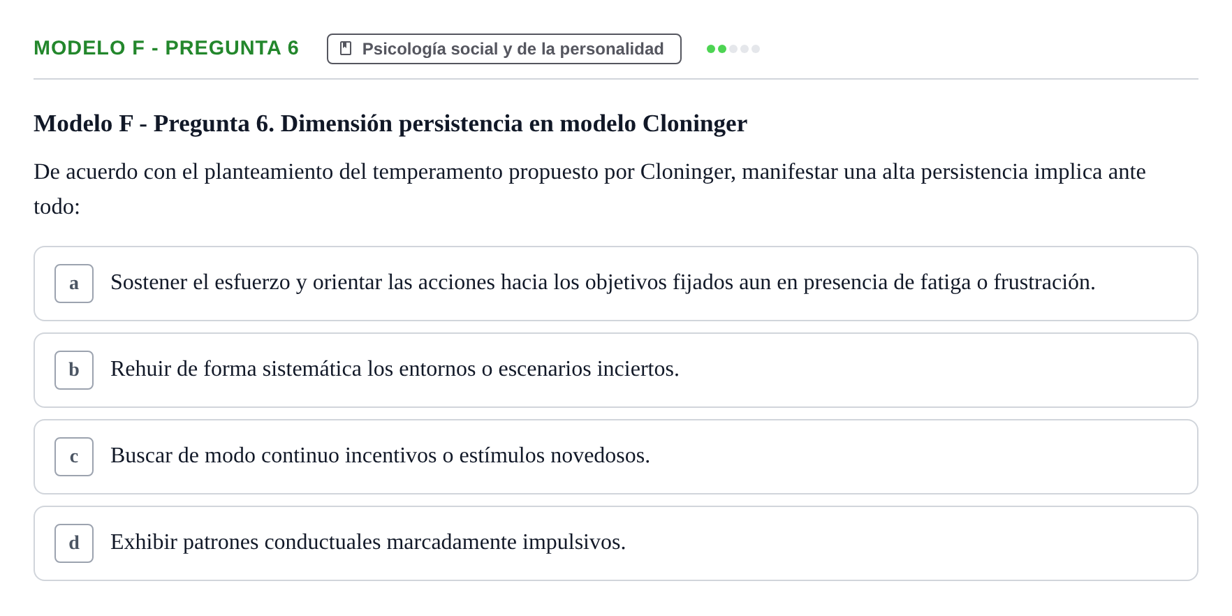 Enunciado: Modelo F - Pregunta 6