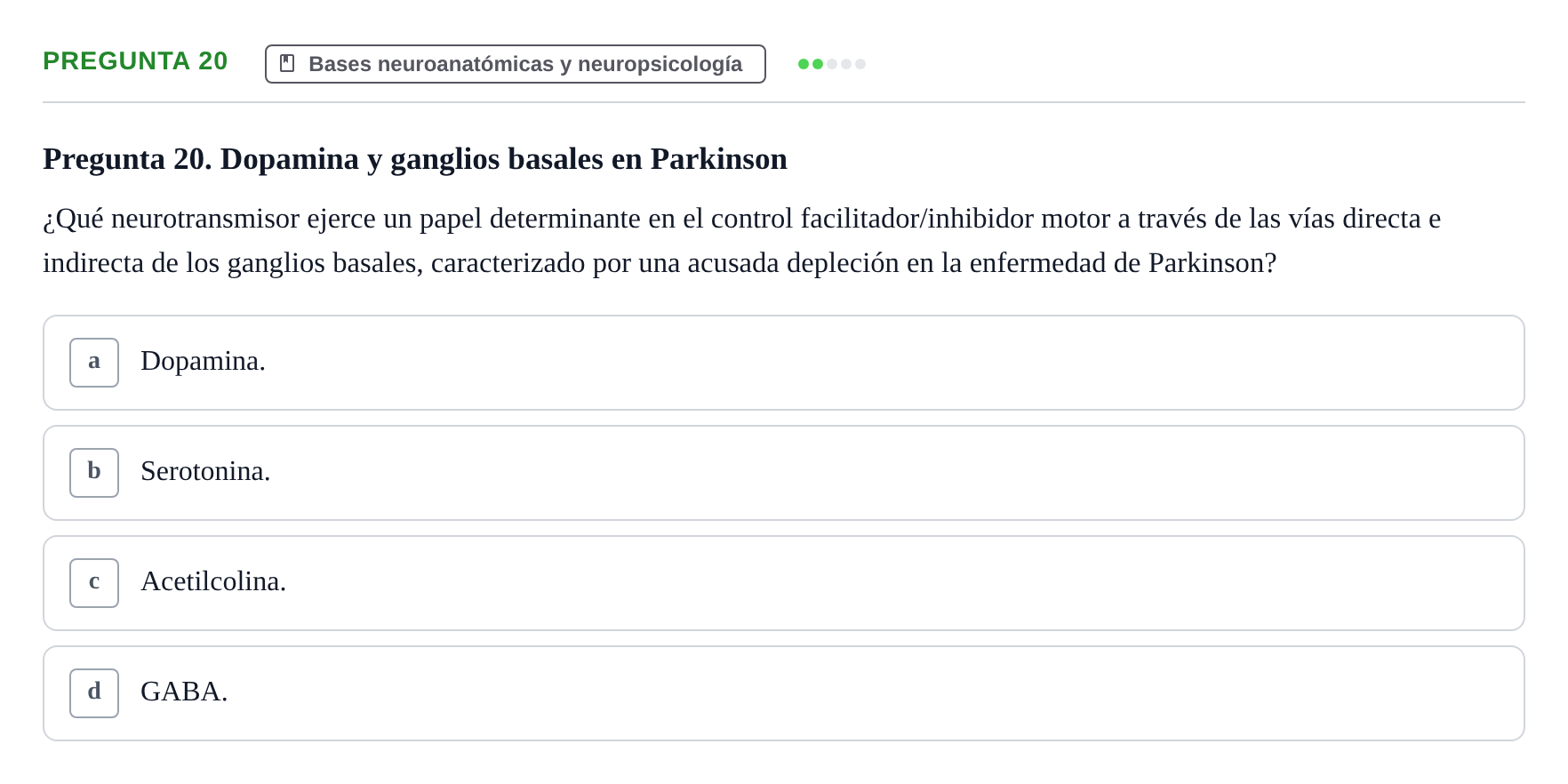 Enunciado: Pregunta 20