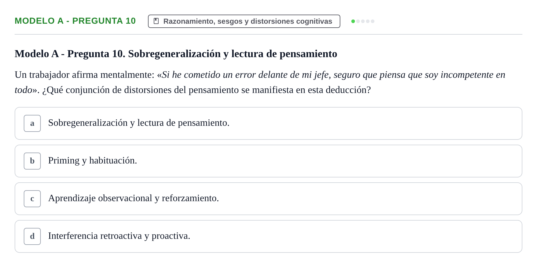 Enunciado: Modelo A - Pregunta 10