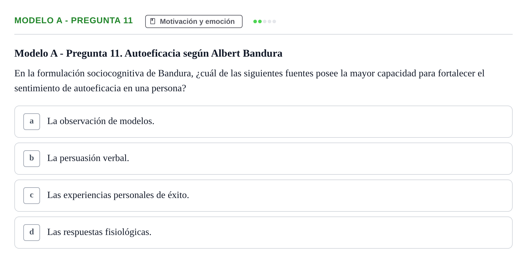 Enunciado: Modelo A - Pregunta 11