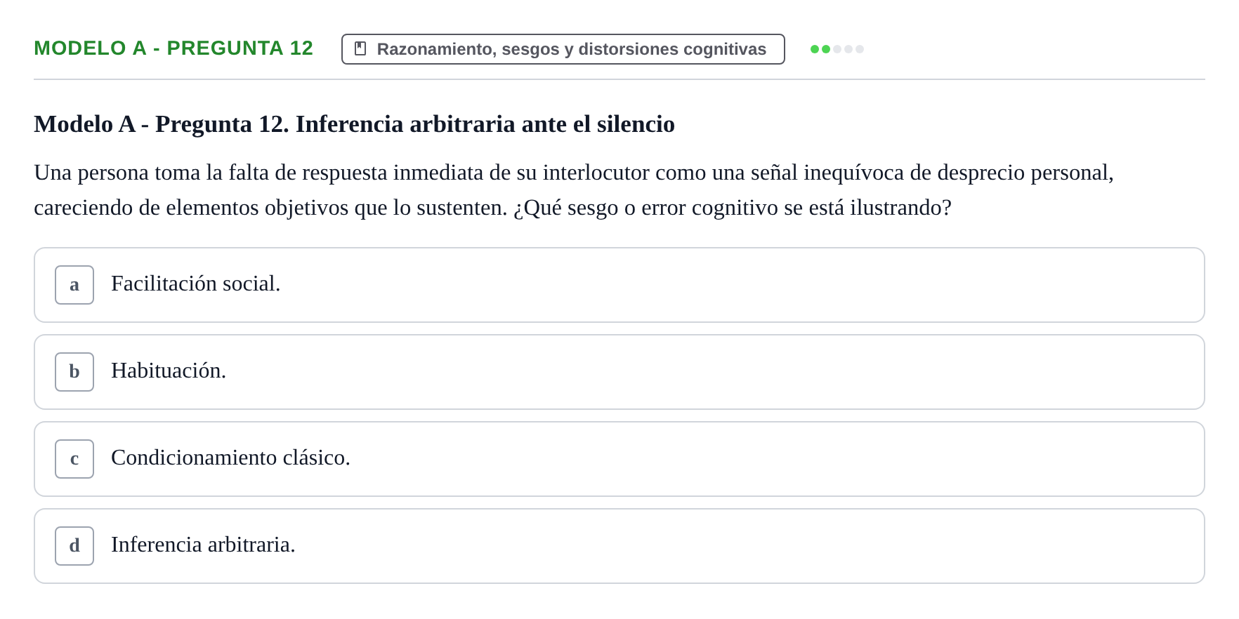 Enunciado: Modelo A - Pregunta 12