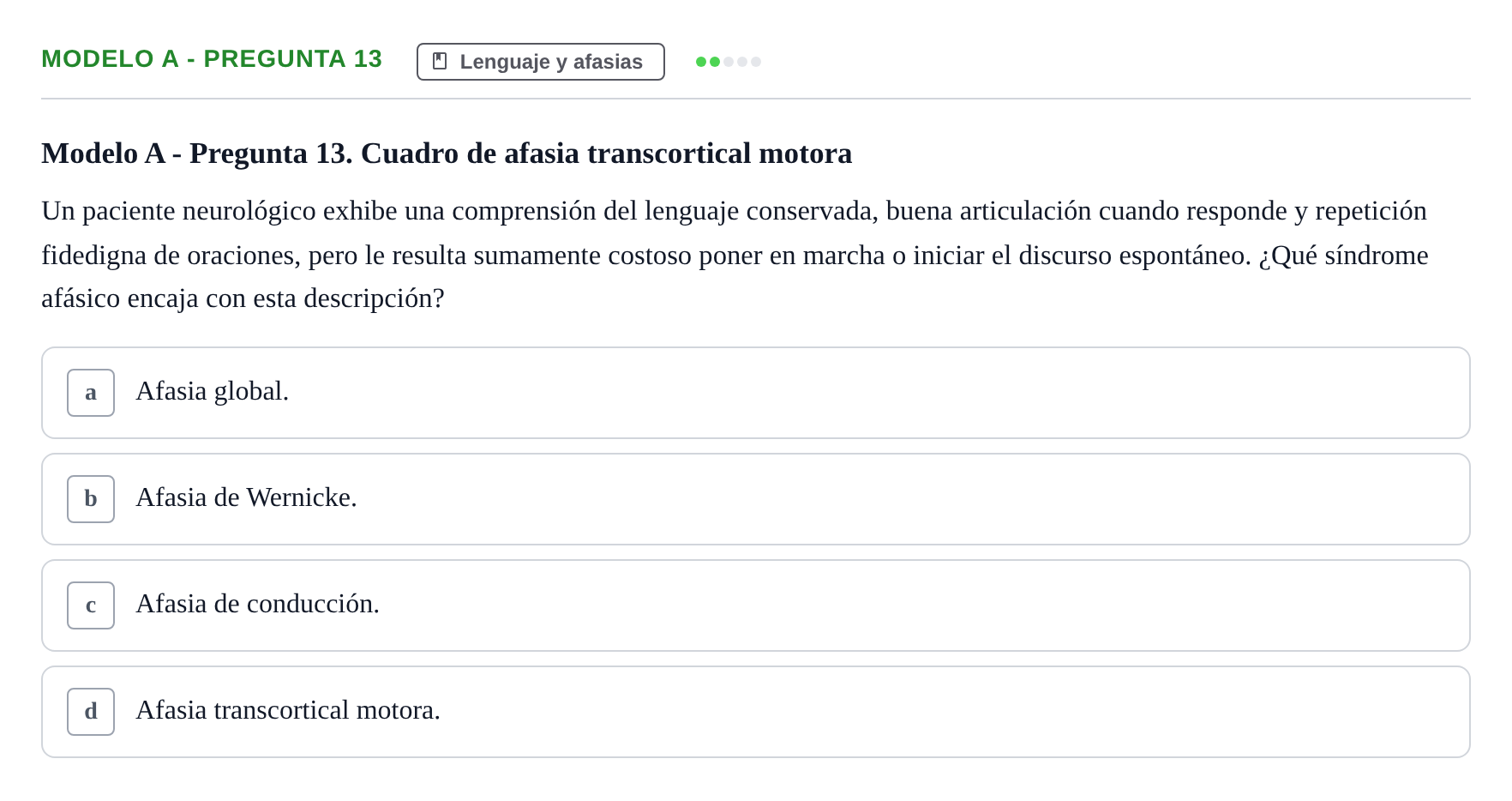 Enunciado: Modelo A - Pregunta 13
