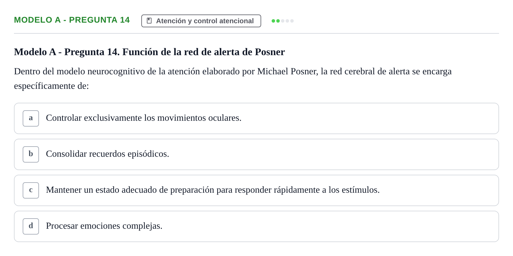 Enunciado: Modelo A - Pregunta 14