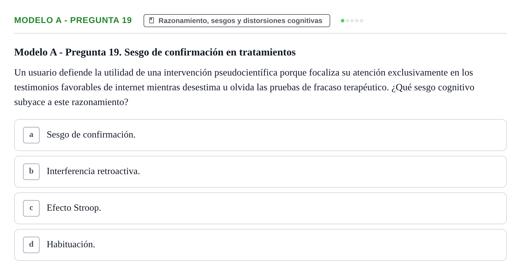 Enunciado: Modelo A - Pregunta 19