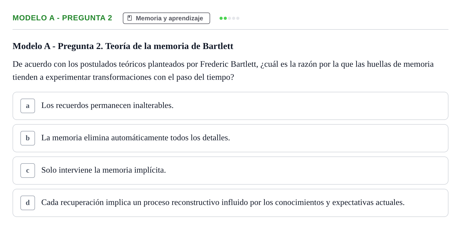 Enunciado: Modelo A - Pregunta 2