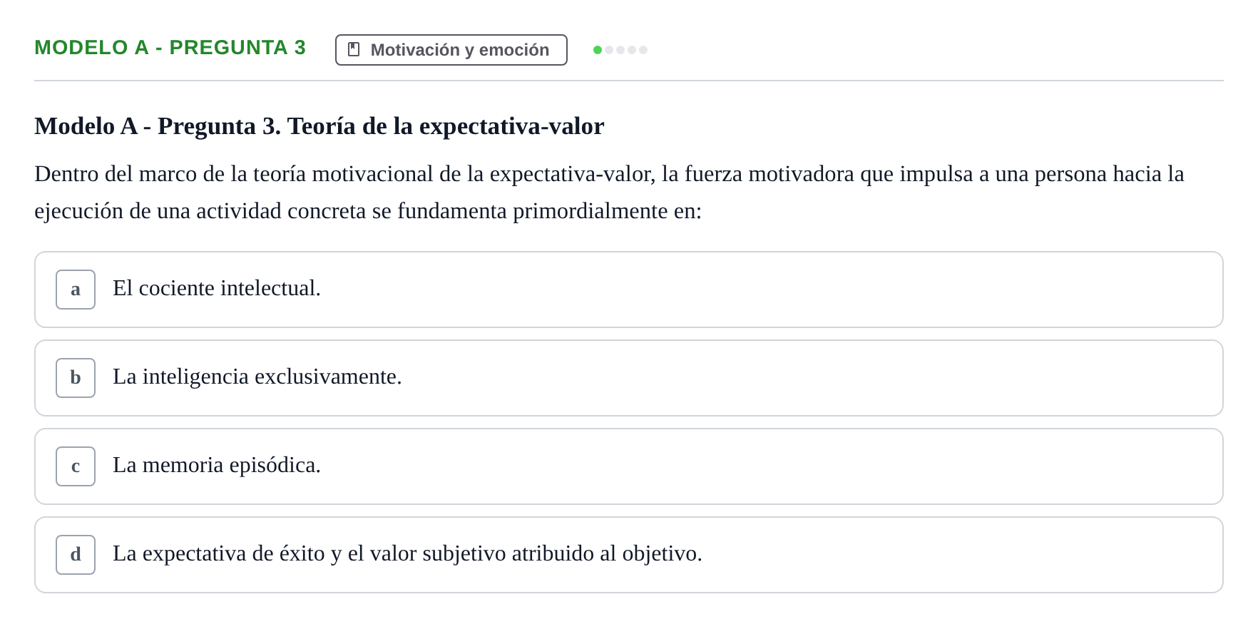 Enunciado: Modelo A - Pregunta 3