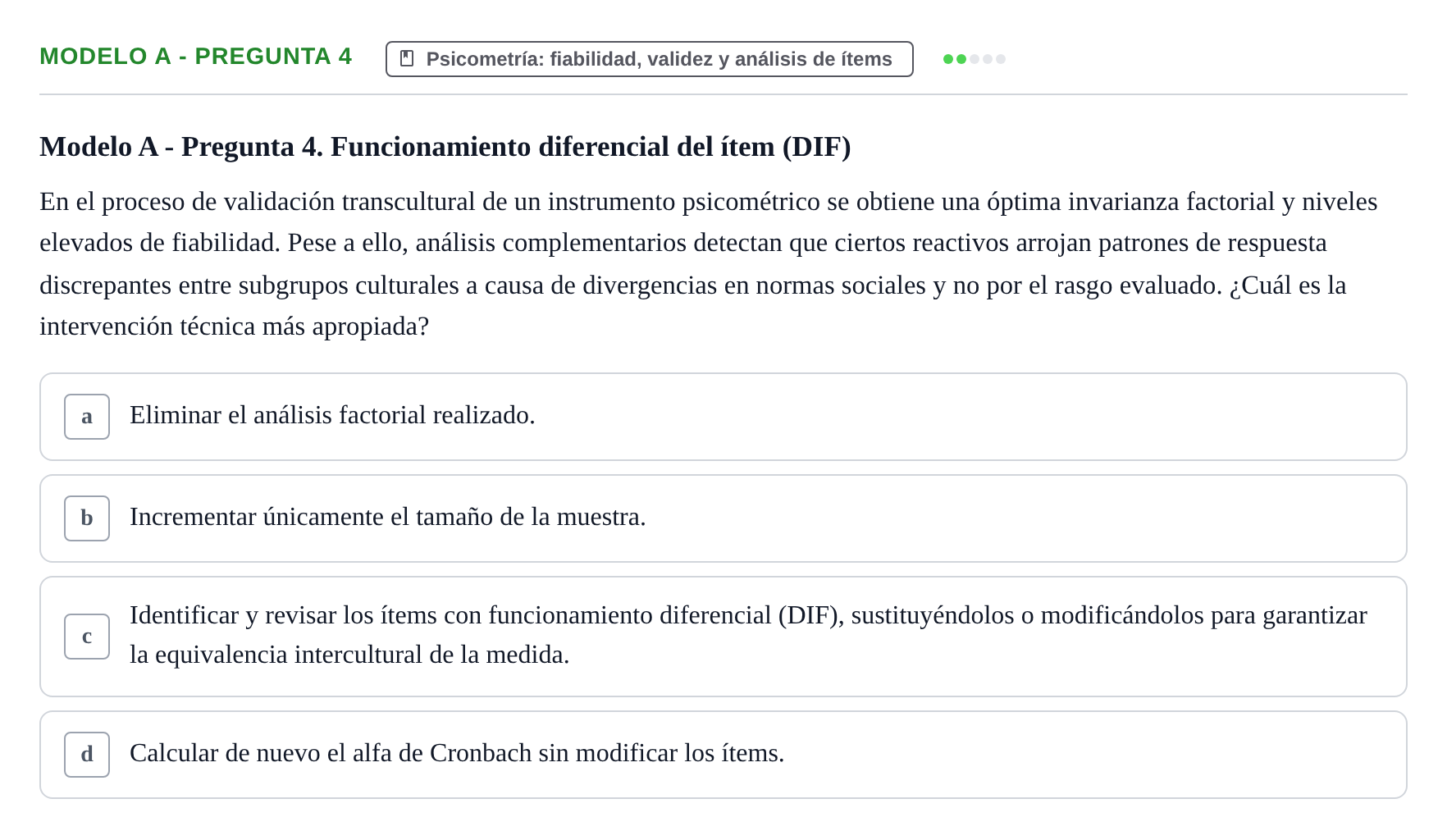 Enunciado: Modelo A - Pregunta 4