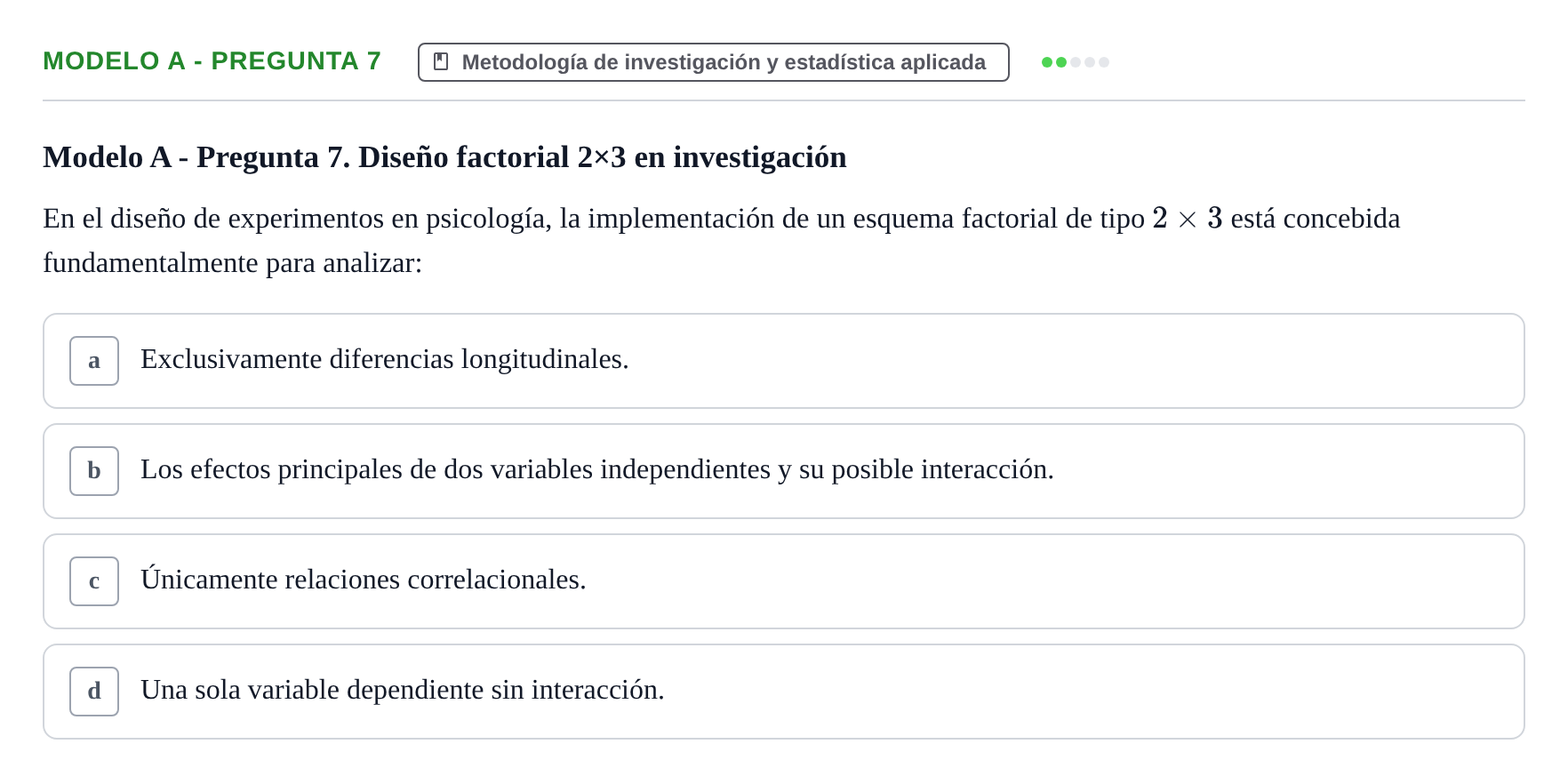 Enunciado: Modelo A - Pregunta 7
