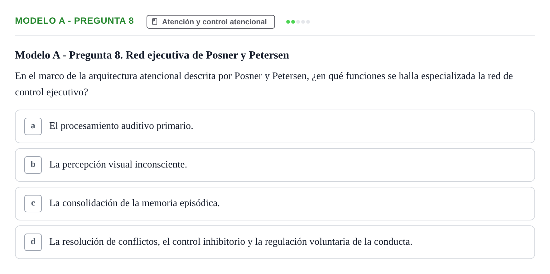 Enunciado: Modelo A - Pregunta 8