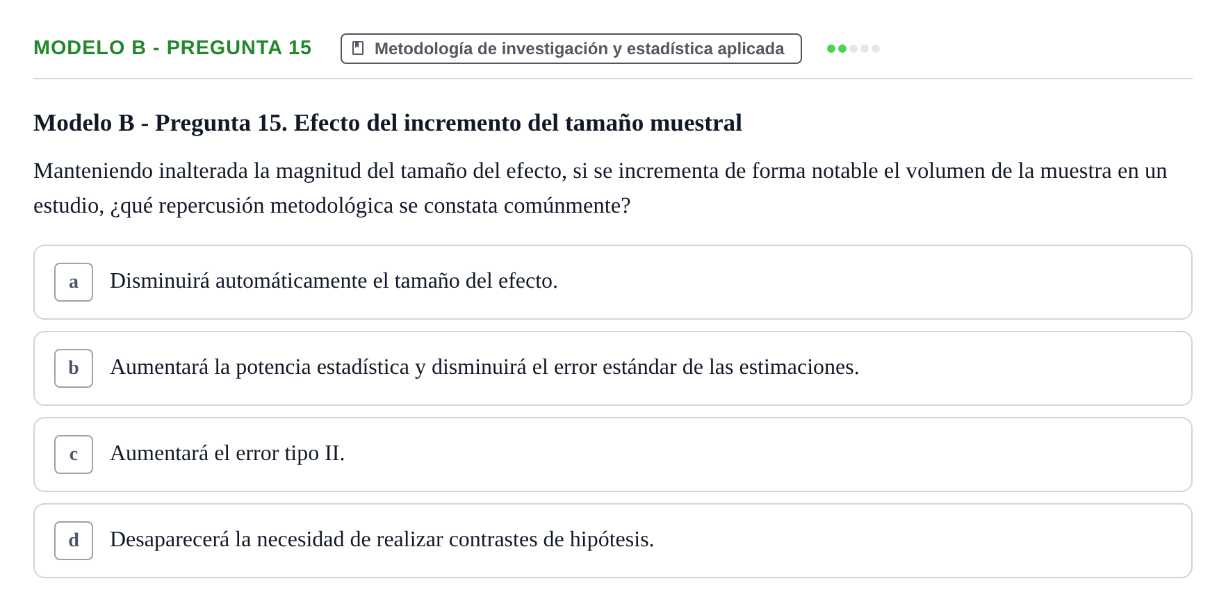 Enunciado: Modelo B - Pregunta 15