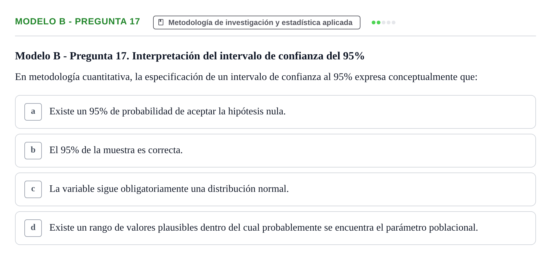Enunciado: Modelo B - Pregunta 17