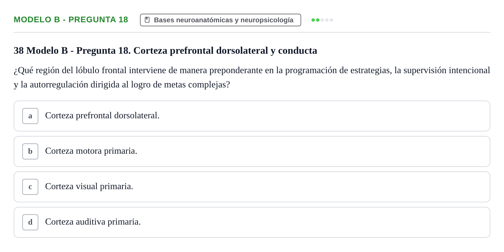 Enunciado: Modelo B - Pregunta 18